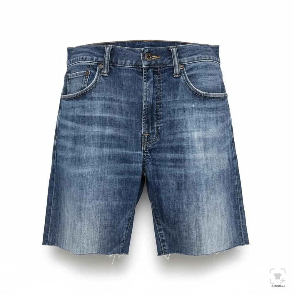 Lucky Brand 121 Heritage Slim Bermuda Shorts Mens 34 Blue Denim Raw Hem